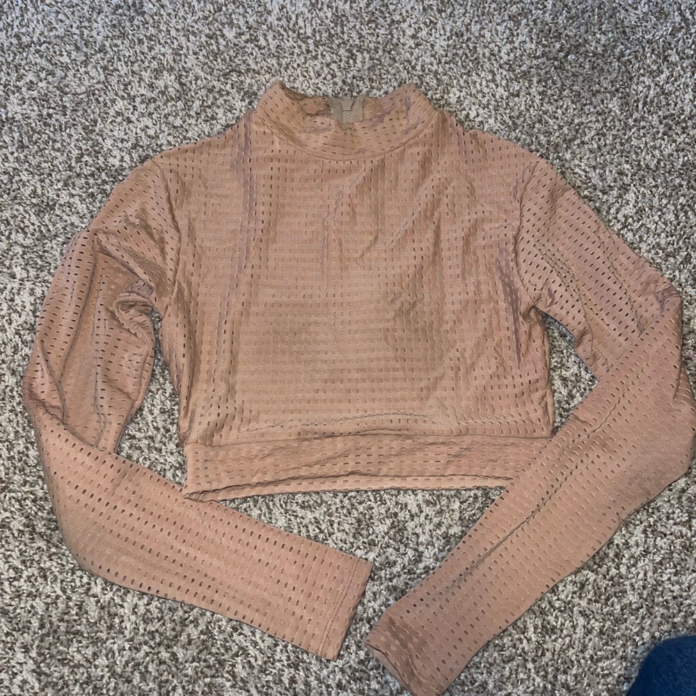 Acacia Women's Tan mesh Long Sleeve Top